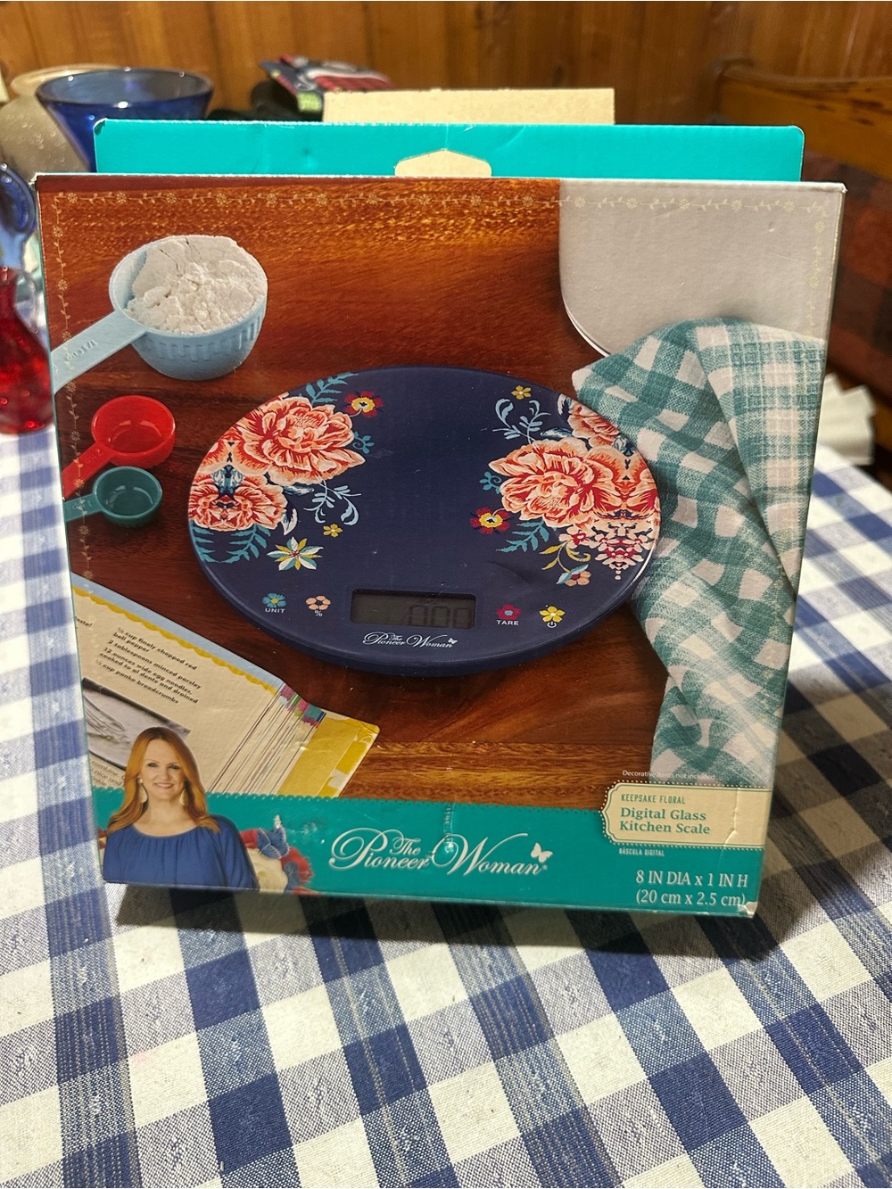 The Pioneer Woman Navy Floral Glass Digital Kitchen Scale